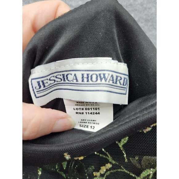 Jessica Howard Womens Black & Green Floral Dress Size 12 Polyester Spaghetti Str - Picture 2 of 5